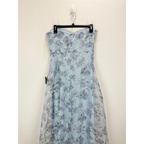 Lulus Chic Preciousness Light Blue Floral Organza Bustier Maxi Dress Medium NWT - Picture 6 of 12